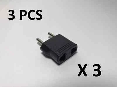 美国至欧盟欧洲插头适配器电源转换器适用于充电器和旅行 3 包 — 第 1/4 张图片