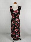 Ladies Dress Size 14 16 Black Red Floral Midi Party Evening 