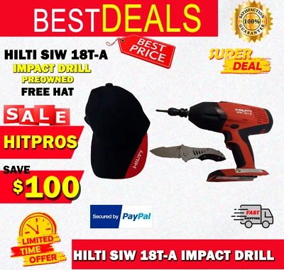 HILTI SIW 18T-A IMPACT DRILL (TOOL ONLY), PREOWNED, FREE HAT, FAST SHIP - Image 1 of 4