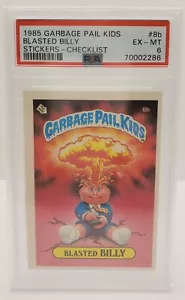 1985 GARBAGE PAIL KIDS, gestrahlt Billy, PSA 6 EX-MT, MATT - Checkliste, GPK OS1 - Bild 1 von 2
