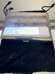 Silver Plated Mirror Tissue Holder Case Compact Folding for Purse Travel - Picture 1 of 4