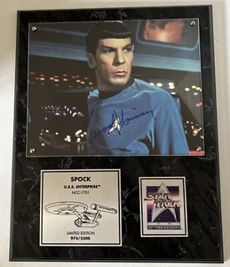 Leonard Nimoy Star Trek Spock 25Th Anniversary Autographed Plaque #974/2500 VNTG - Picture 1 of 5