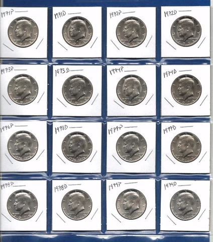 1971-1979 PD BU Uncirculated Kennedy Half Dollars-Lot of 16 Cover