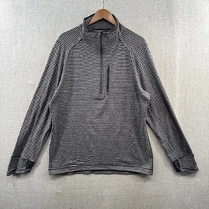 Lululemon Surge Warm Pullover XL Gray Striped 1/2 Zip Long Sleeve Pocket Stretch - Picture 1 of 15