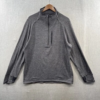 Pullover Lululemon Surge Cálido XL Gris Rayas 1/2 Cremallera Manga Larga Bolsillo Elástico Foto 1 de 4