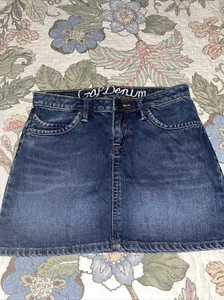 GAP KIDS Gap Denim Embroidered Blue Denim Jean Skirt Pockets Waist Size 14 - Picture 1 of 6
