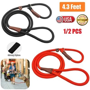 2× Long Dog Nylon Adjustable Loop Slip Rope Leash Lead Training Choke Pet Collar - Picture 1 of 16