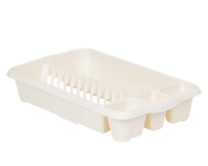Soft Cream Medium Dish Drainer 12 Plate Holders & 3 Storage Compartment For Home - Picture 1 of 5
