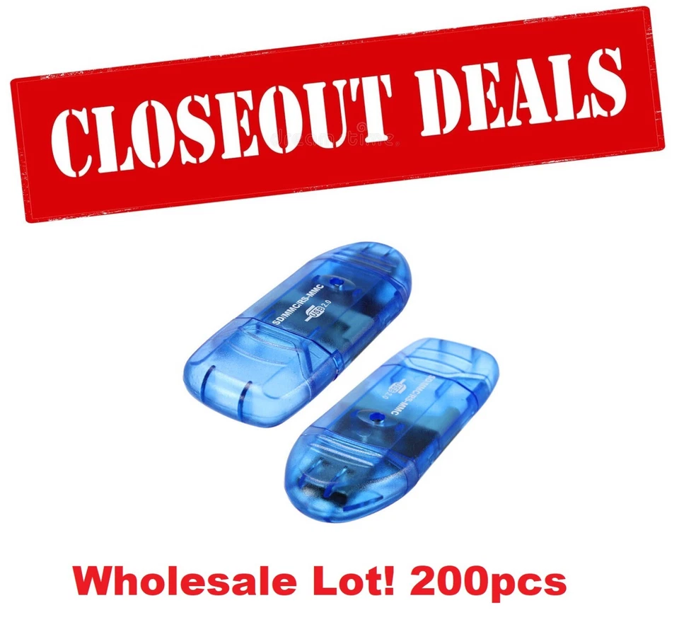 200x USB 2.0 Reader for SD HC SDHC Adaptor Memory Card Writer Adapter Portable - Image 1 of 4