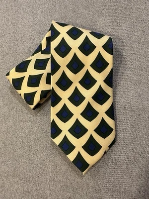 Colección Corbata de Seda COACH Original c 1995 ~ Estampado Geométrico Amarillo ~ Ver Catálogo Foto 1 de 4