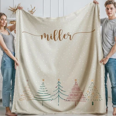 Personalized Christmas Family Blanket Cozy Holiday Throw With Custom Name - Image 1 of 4