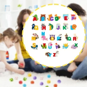 Wooden Animal Alphabet Puzzle Preschool Paired Puzzle for Kindergarten Girls - Picture 1 of 7