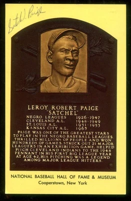 Satchel Paige Signed HOF Plaque PC PSA/DNA AP84478 W/Letter Of Authenticity - Image 1 of 3