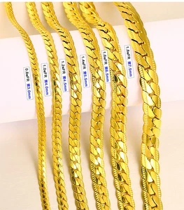 50-60MM Stainless Steel Gold Plated Miami Hip Hop Cuban Chain Necklace Bracelet - Picture 1 of 9