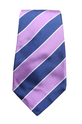 Kiton 男式丝绸拼色条纹印花闪亮经典领带紫色蓝色均码 — 第 1/4 张图片