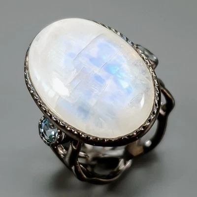 Jewelry 25 ct Natural Moonstone Ring 925 Sterling Silver Size 7 /R424996 - Image 1 of 4