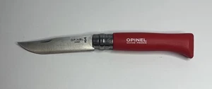 OPINEL NO.8 RED BEECHWOOD HANDLE INOX LOCK-BACK FOLDING KNIFE-FRANCE - Picture 1 of 5