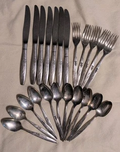 Lote mixto de 23 cubiertos Oneida Community Silverplate Enchantment Gentle Rose - Imagen 1 de 8