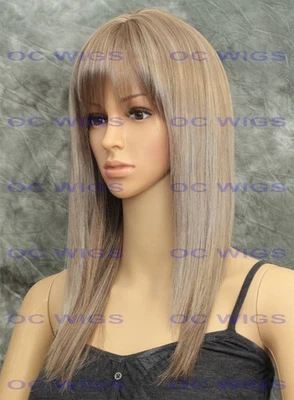 Peluca diaria larga plana recta con flequillo rubio medio/oscuro EVBQ 18/22 Foto 1 de 4