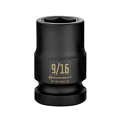 Powerbuilt 1/2 Inch Drive x 9/16 Inch 6 Point Impact Socket - 647152 - Image 1 of 4