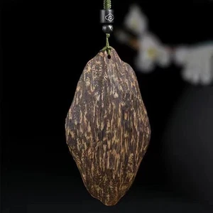 Colgante de madera de agar natural de Vietnam Nha Trang collar de madera cuentas budistas unisex - Imagen 1 de 4