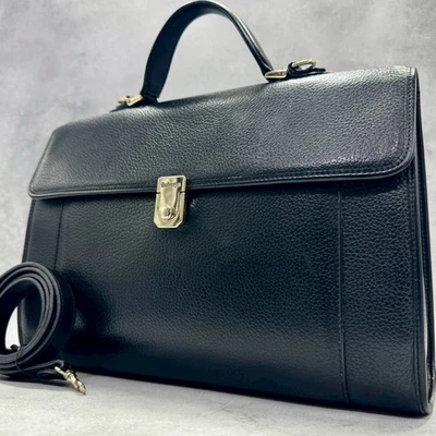Burberry vintage Black Leather 2WAY Formal Top Handle Bag Nova Check Shoulder - Image 1 of 4
