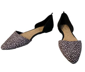 Old Navy Shoes Womens Sz 6 Flats Black Animal Print Suede Pointed Toe Polka Dot - Picture 1 of 8