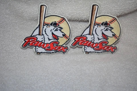 Set of 2 PawSox  Mascot Paws with Bat & Baseball Patch 4'' Tall 3 1/2'' Wide Cover