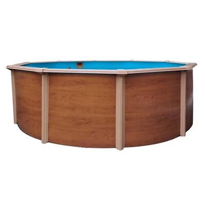 Stahlwandpool rund Classic 460x120 cm, Stahl 0,45 mm Holzoptik, Folie 0,3 mm - Bild 1 von 3