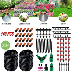149PC Drip Irrigation System Garden Plant Self Watering Micro Hose Sprinkler Kit - Picture 1 of 14