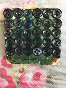 Vintage Card 30  Small Silver Grey Mother of Pearl  Buttons  Suit Dolls Clothes - Picture 1 of 2