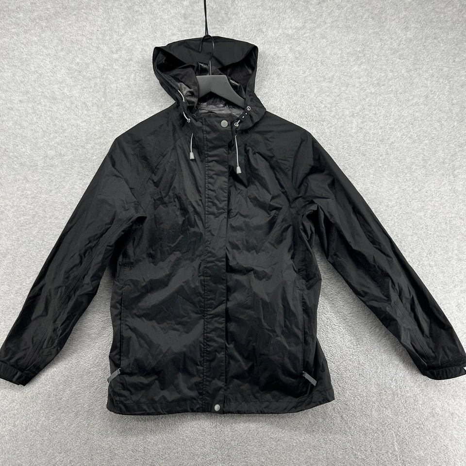 Quebra-vento feminino White Sierra tamanho médio preto manga longa com capuz zíper completo - Imagem 1 de 4