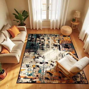 Modern Abstract Hallway Runner Rug, Washable Kitchen Rug, SoftLiving room Rug - Picture 1 of 10