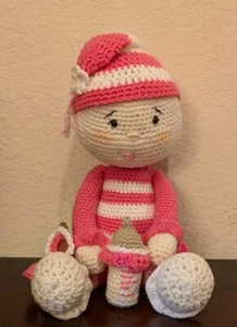 CROCHET Baby Doll GIRL Reveal Shower Gift Original AMIGURUMI Soft Stuffed 18"+ - Picture 1 of 8