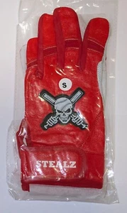 Youth Batting Gloves Large Red/White short cuff cabretta leather Comfort. - Picture 1 of 4