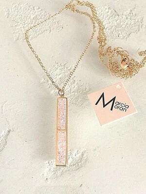 COLLAR de Cadena Colgante Druzy Blanco Placa Oro 18K de Diseñador MARCIA MORAN  Foto 1 de 4