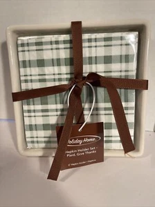 Holiday Home Napkin Holder Set-Plaid Give Thanks-Napkin Holder with Napkins - Picture 1 of 3