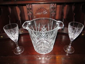 Royal Gallery Champagne  Cooler 24% Lead Crystal & 2 Crystal Glasses  - Picture 1 of 7
