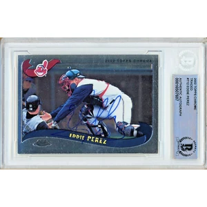 Eddie Perez Signed 2002 Topps Chrome Traded #T12 BAS Slabbed Indians MLB Auto - Picture 1 of 7