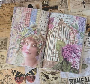 HANDMADE Pocket Book HORTENSIA Slim Junk Journal Grimoire Tome Cosplay Diary - Picture 1 of 10