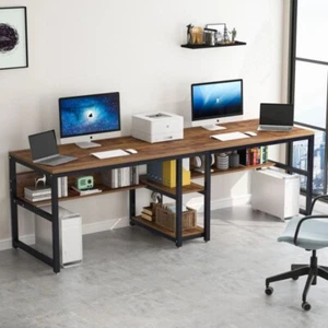 Tribesigns Two Person Desk with Bookshelf, 78.7 Computer Office Double - Bild 1 von 27