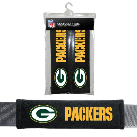 2PC NFL Green Bay Packers Car Truck Bag Seat Belt Pads / Shoulder Pads Covers Cover