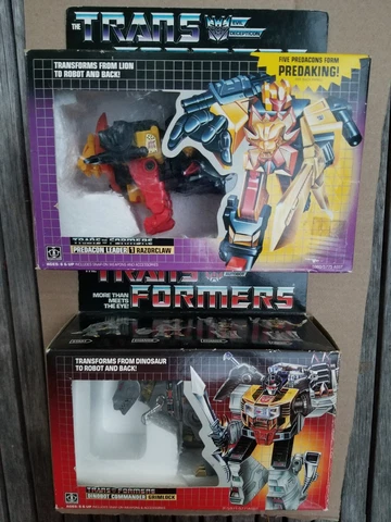 Hasbro Transformers G1 Original Grimlock & Razorclaw In Box Figure T Rex Lion Cover