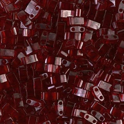 Miyuki Half Tila Beads 2-Hole Rectangle 5x2.3mm 7.8GM Garnet Gold Luster - Image 1 of 3