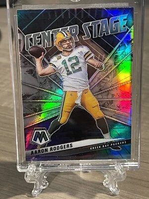 AARON RODGERS 2021 MOSAIC CENTER STAGE SILVER PRIZM GREEN BAY PACKERS NFL CASED! - Image 1 of 2