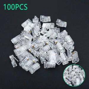 100PCS RJ45 Network Modular Plug 8P8C CAT5e Cable Connector End Pass Through - Photo 1/7