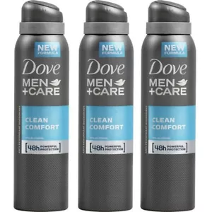 3 Pack Dove Men + Care Clean Comfort Antiperspirant Deodorant Spray, 150ml - Picture 1 of 2