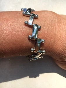 VINTAGE LINK BRACELET SILVER PLATE on COPPER MID CENTURY MODERN MCM CLASSIC ๐ - Picture 1 of 12