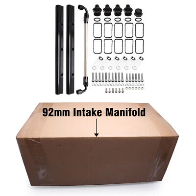 92mm LS1 LS2 LS6 Black Intake Manifold Cathedral Port w/ Fuel Rail Kit For Chevy - Image 1 of 3