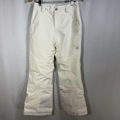 Spyder Niñas 10 Marfil Blanco Esquí Nieve Pantalones Cintura 26" Entrepierna 23" Aislado Activo Foto 1 de 4